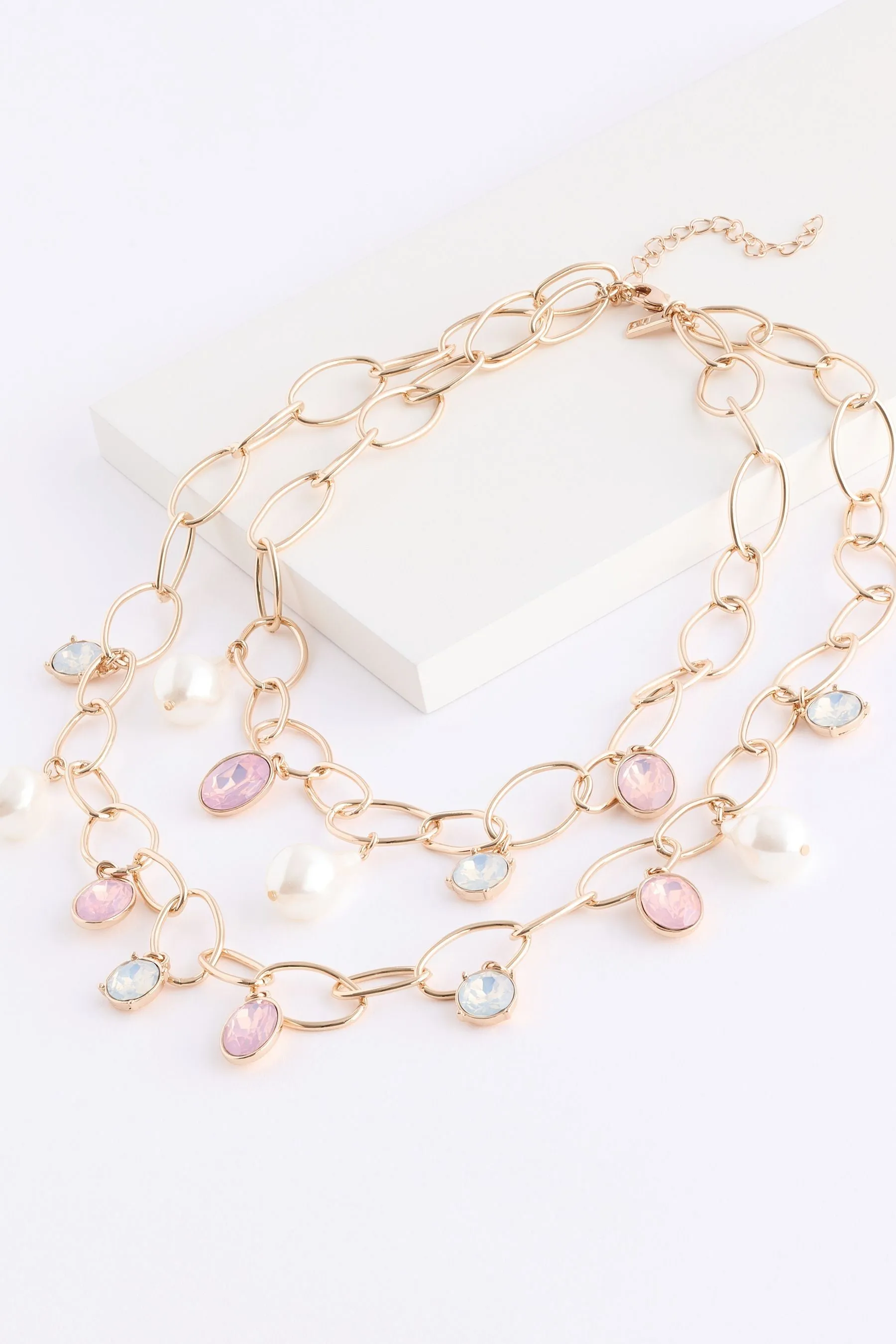 Dorato  - Collana a 2 strati con perle aperte