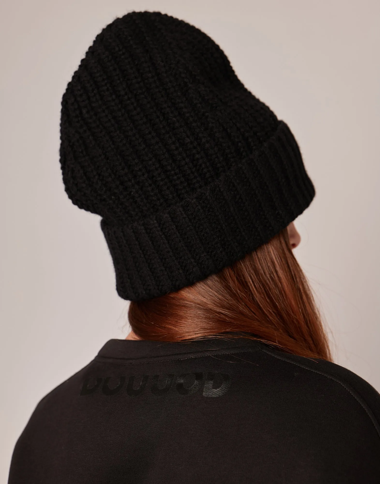 DOUUOD Felpa Girocollo con Tasche Laterali in Felpa Soft Nera