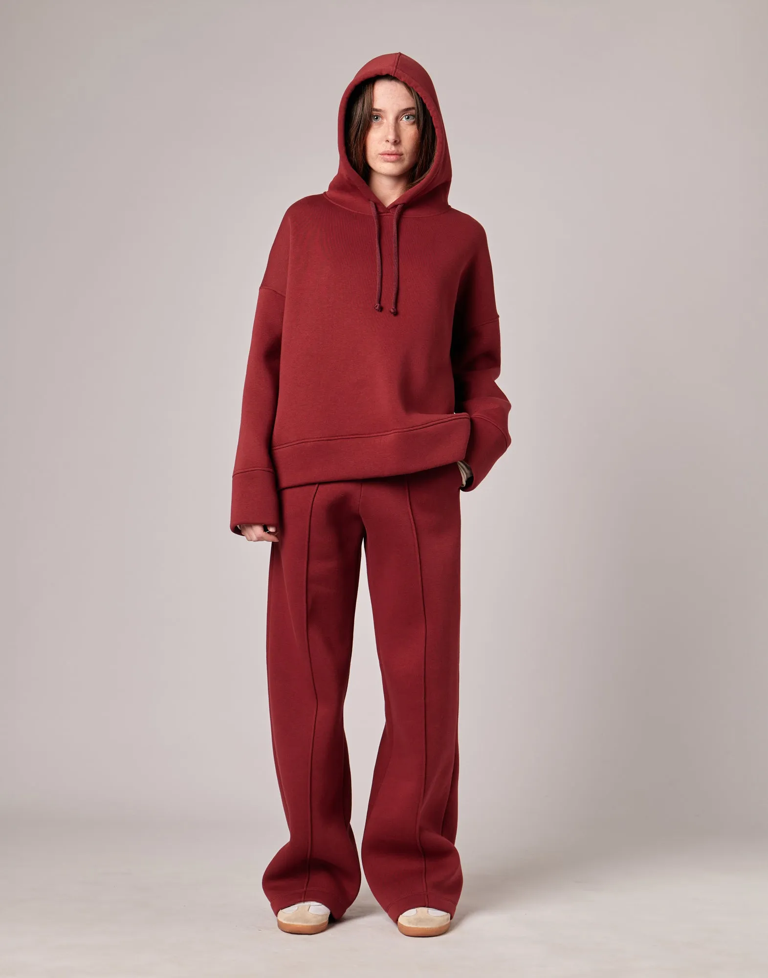DOUUOD Pantaloni Lunghi in Felpa Soft Light Bordeaux
