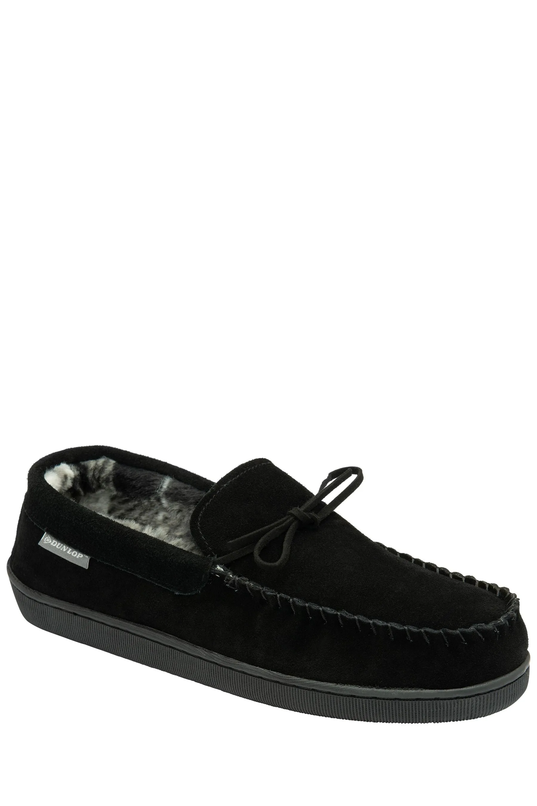 Dunlop Uomo - Pantofole a mocassino in vero camoscio