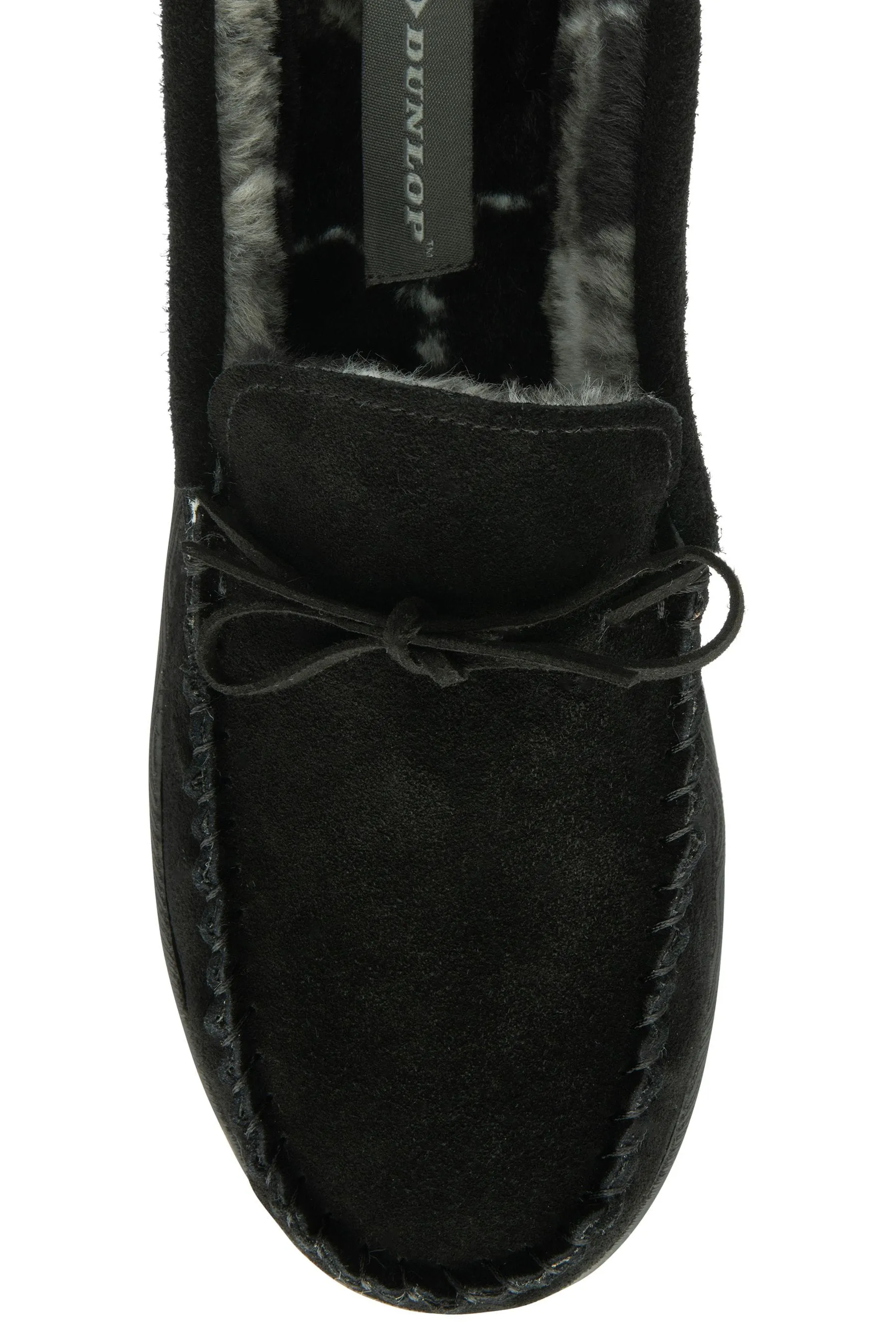 Dunlop Uomo - Pantofole a mocassino in vero camoscio
