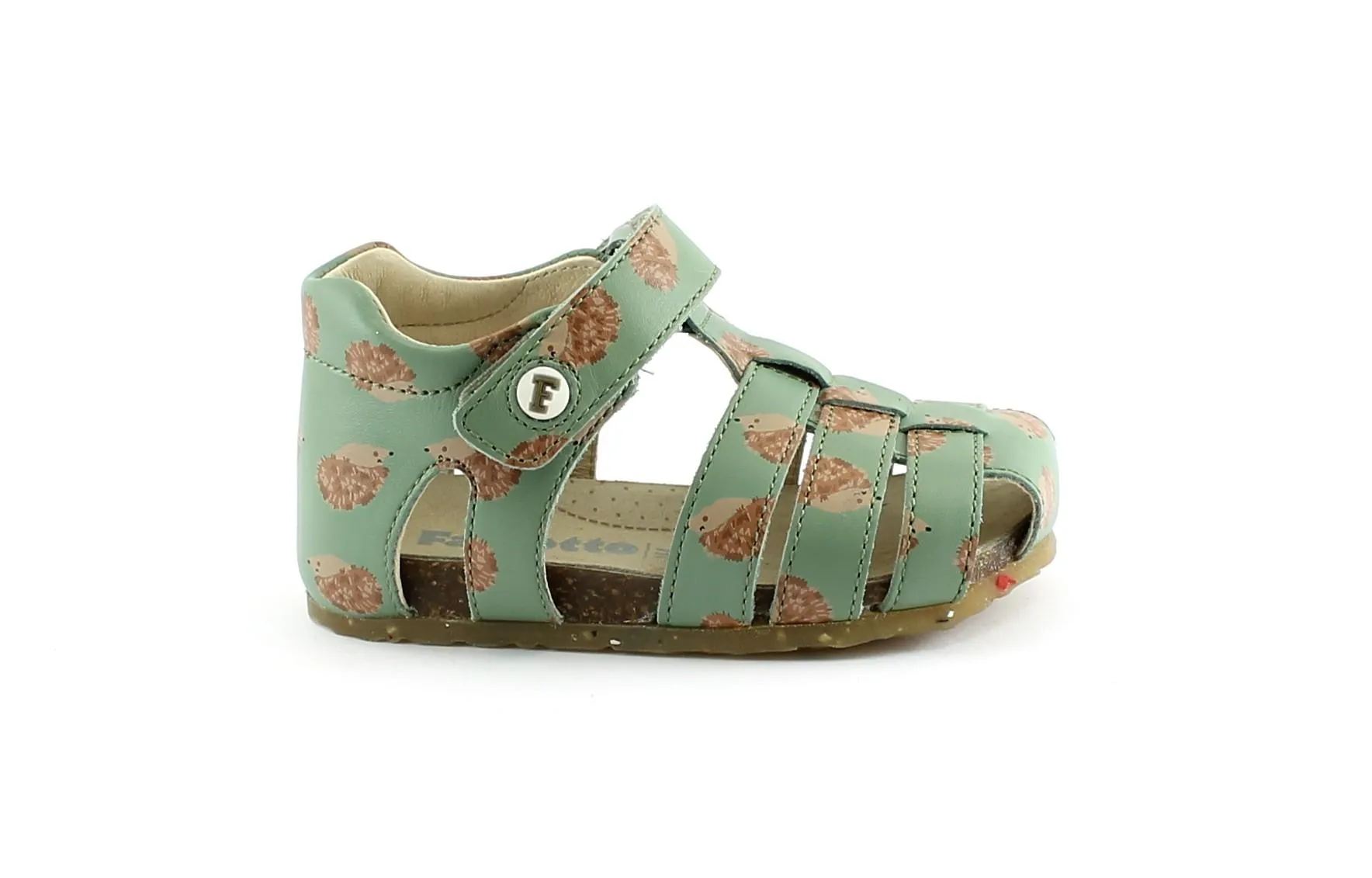 FALCOTTO ALBY 0736 stone verde scarpe sandalo bambino tallone punta chiusa pelle strappo fantasia riccio
