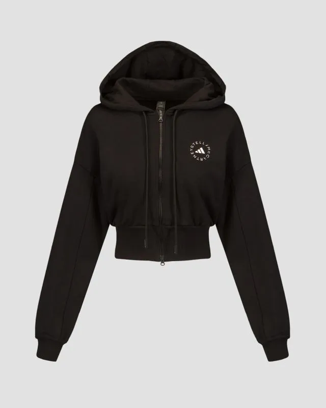 Felpa nera da donna Adidas by Stella McCartney ASMC Crop Hoodie