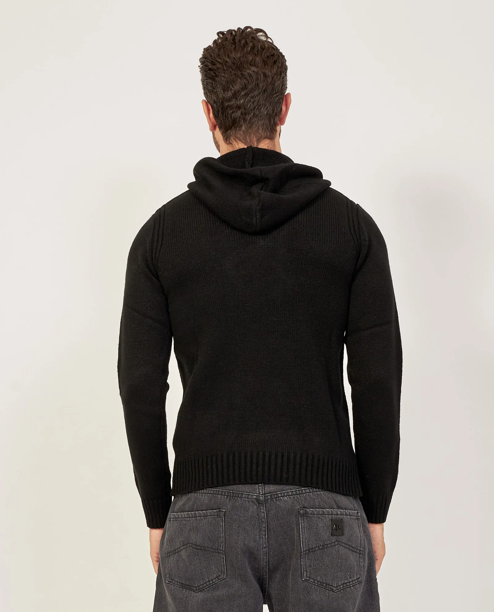 Felpa nera Urban Ring con cappuccio e coulisse