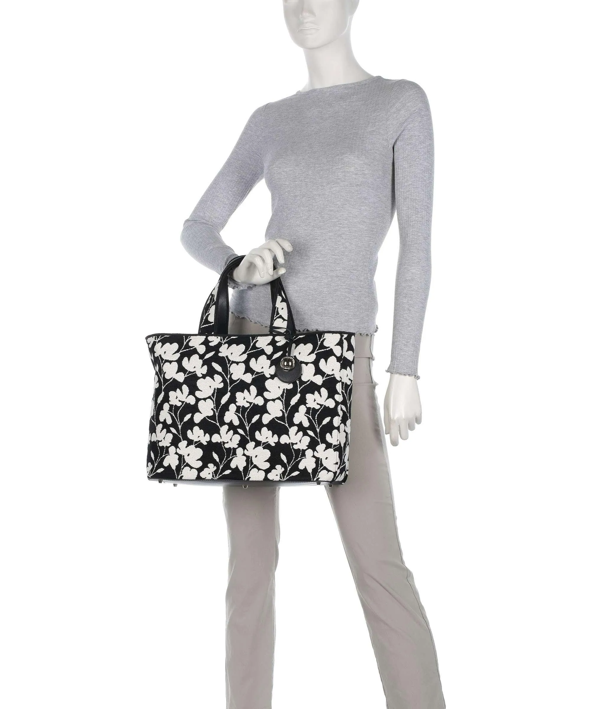  Furla Alissa L Borsa a mano tissu nero/bianco  