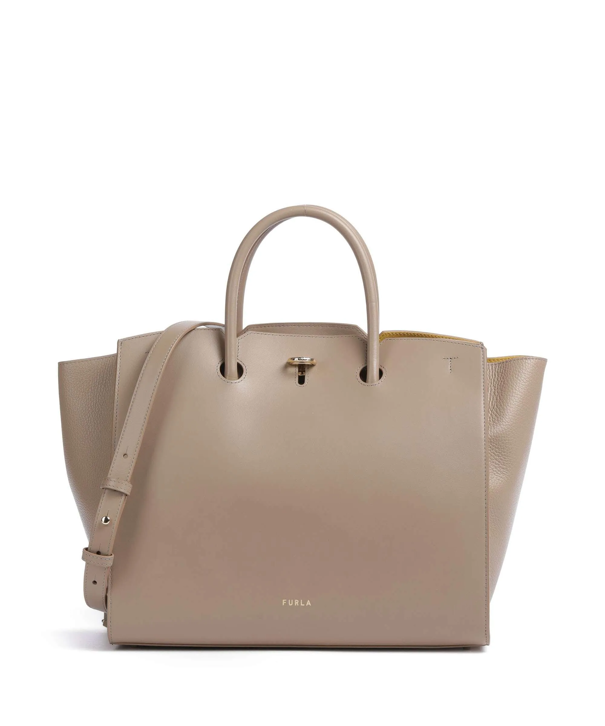  Furla Genesi L Borsa a mano pelle di vitello finemente grana taupe  
