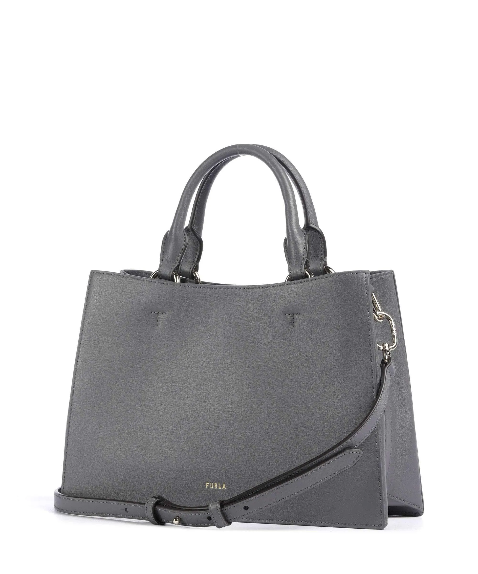  Furla Nuvola M Borsa a mano pelle a grana fine grigio scuro  