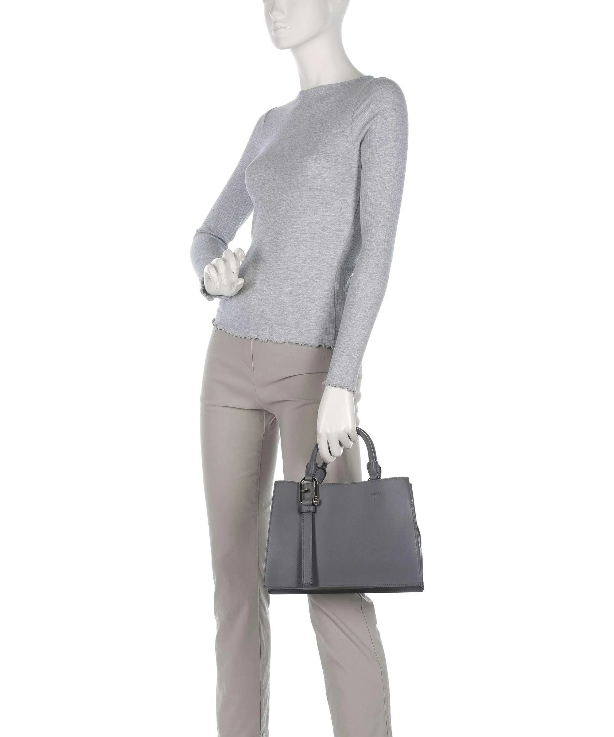  Furla Nuvola M Borsa a mano pelle a grana fine grigio scuro  