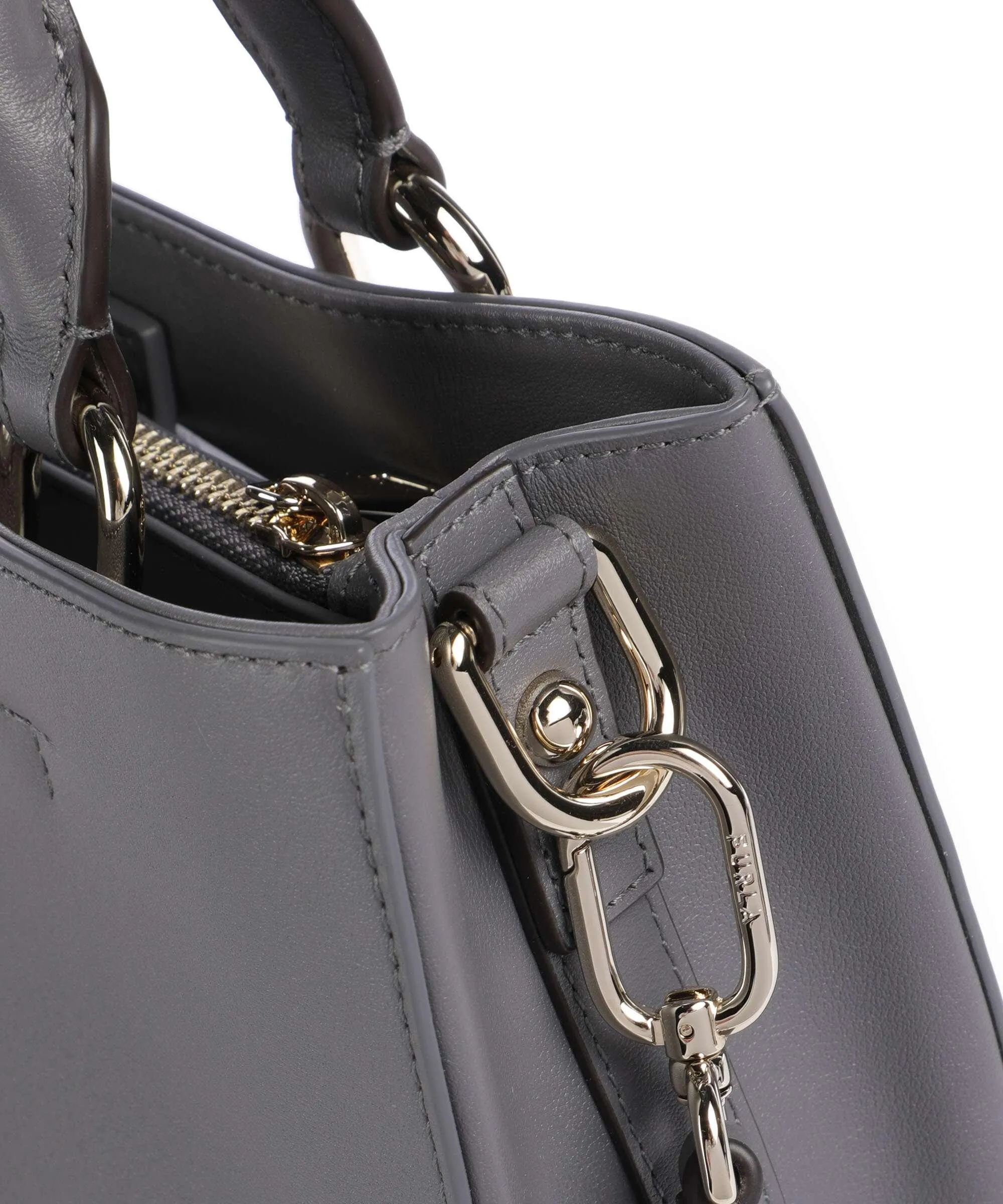  Furla Nuvola M Borsa a mano pelle a grana fine grigio scuro  