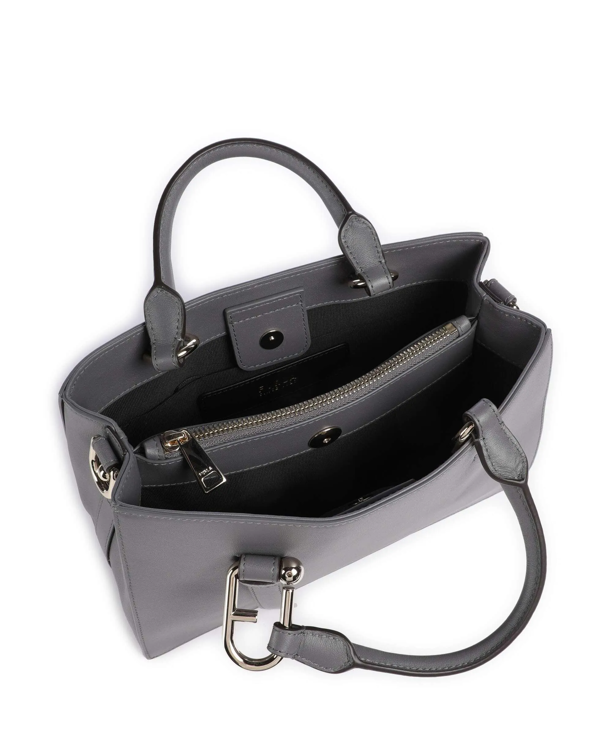 Furla Nuvola M Borsa a mano pelle a grana fine grigio scuro  