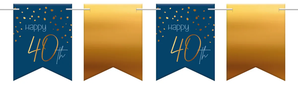 Gagliardetti 40° compleanno blu e oro 6m