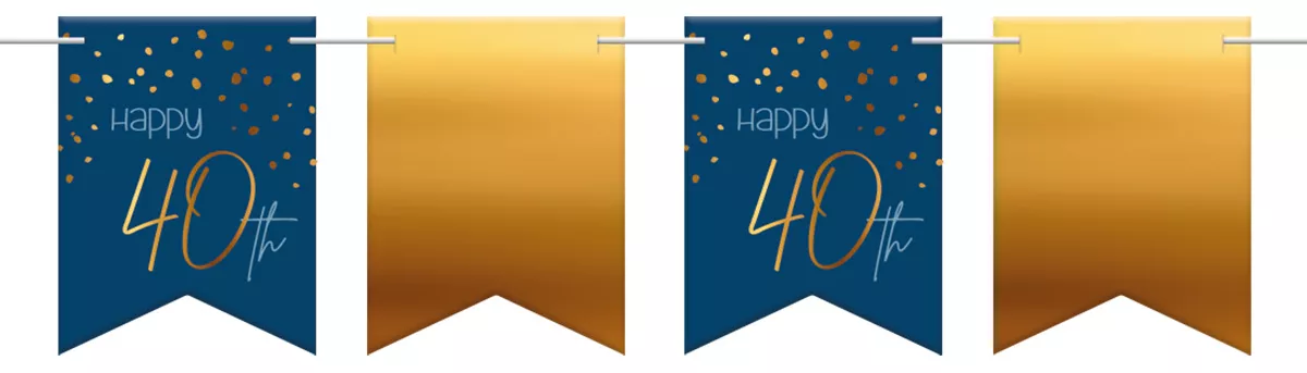 Gagliardetti 40° compleanno blu e oro 6m