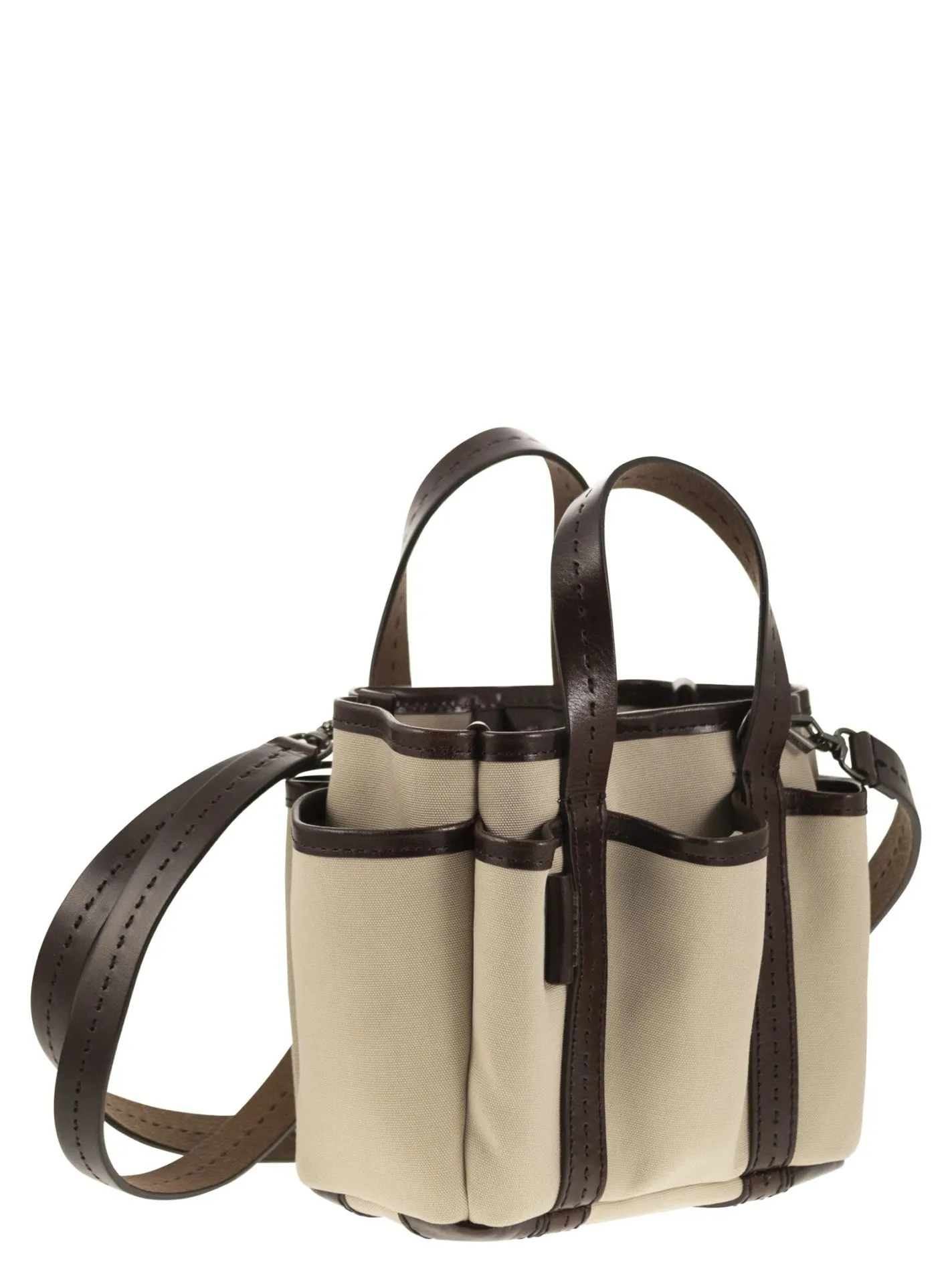 GARDENCA BASXS – Giardiniera Mini canvas and leather tote bag