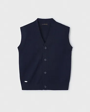 Gilet blu in cotone con chiusura a bottoncini 2-8 anni