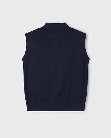 Gilet blu in cotone con chiusura a bottoncini 2-8 anni