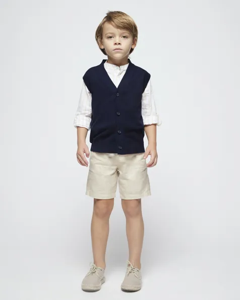 Gilet blu in cotone con chiusura a bottoncini 2-8 anni