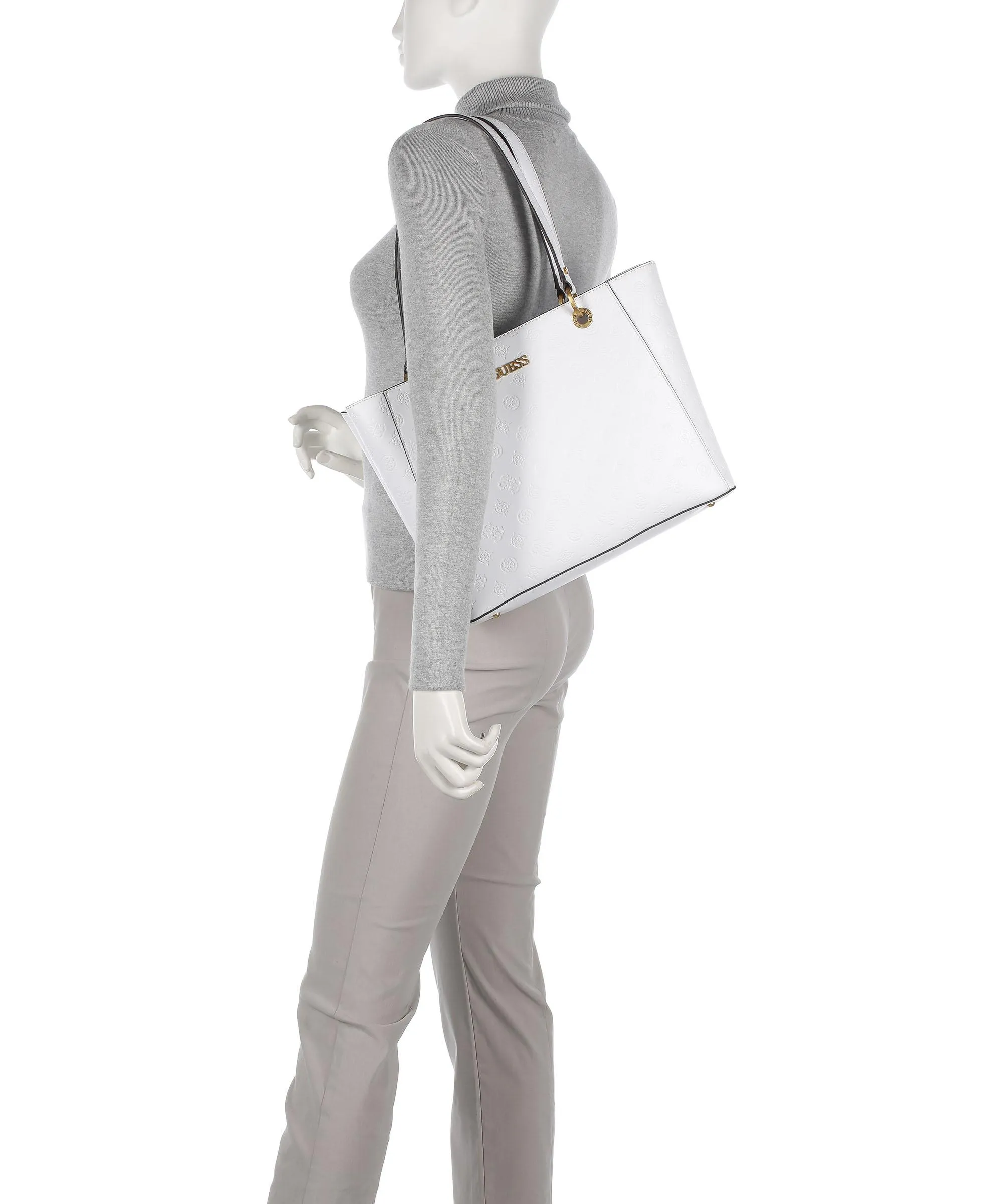 Guess Geva Borsa shopper pelle sintetica bianco  