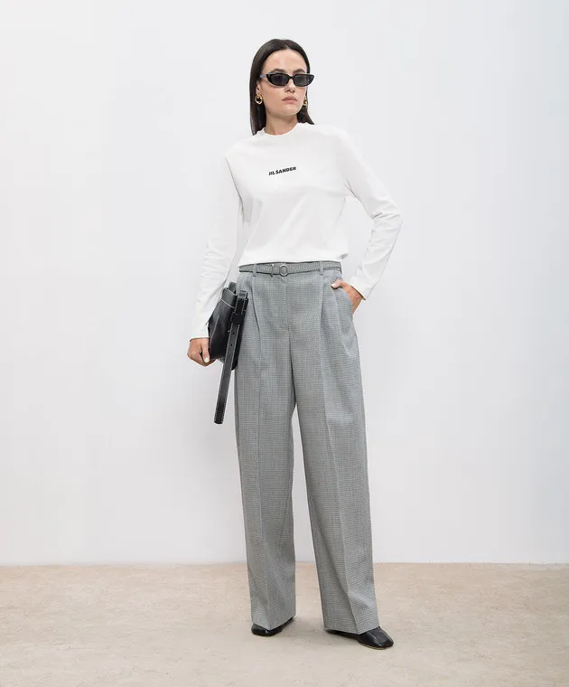 Jil Sander Manica lunga bianca con stampa logo J40GC0117J20103