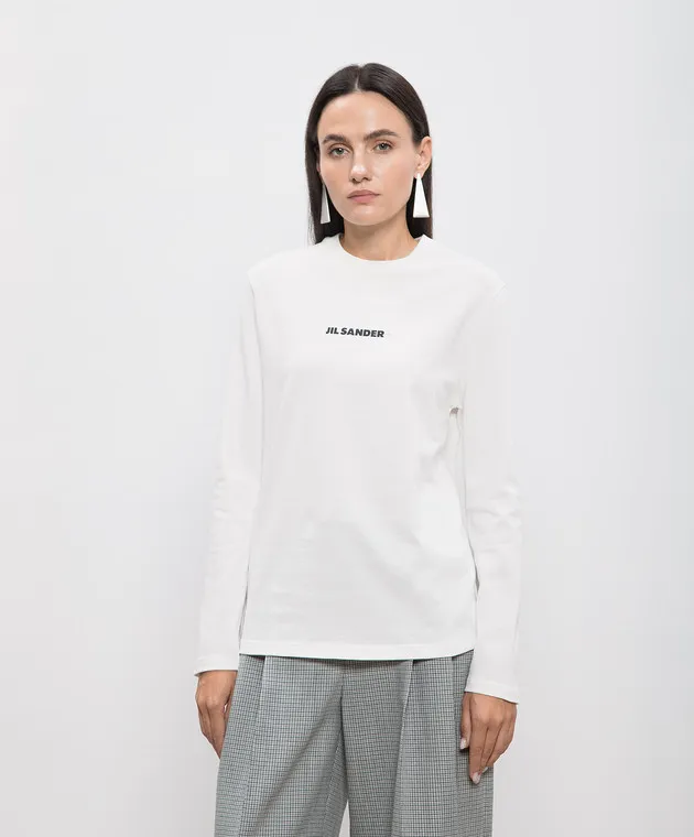 Jil Sander Manica lunga bianca con stampa logo J40GC0117J20103