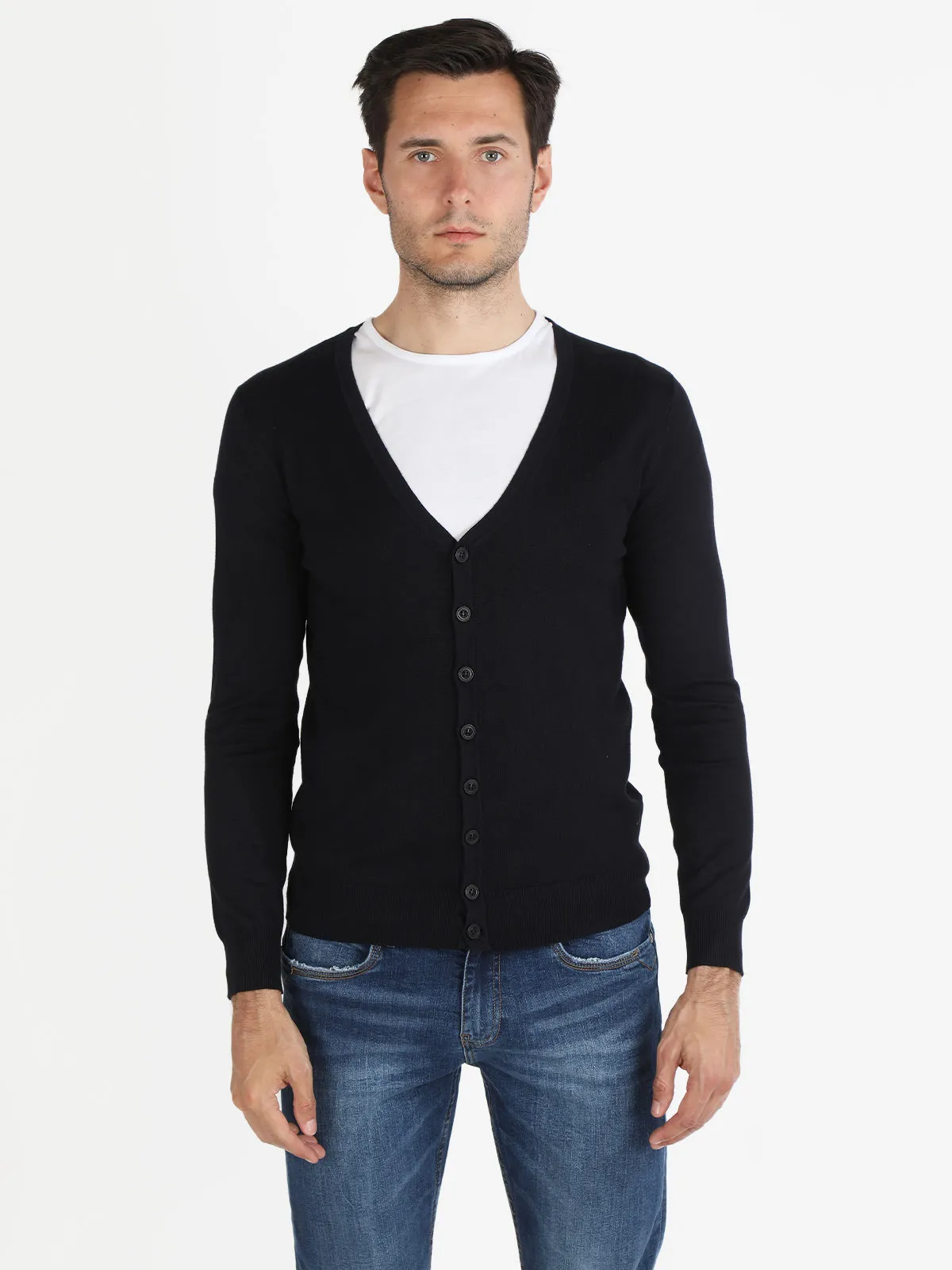 Johnny Looper Cardigan homme en maille avec boutons