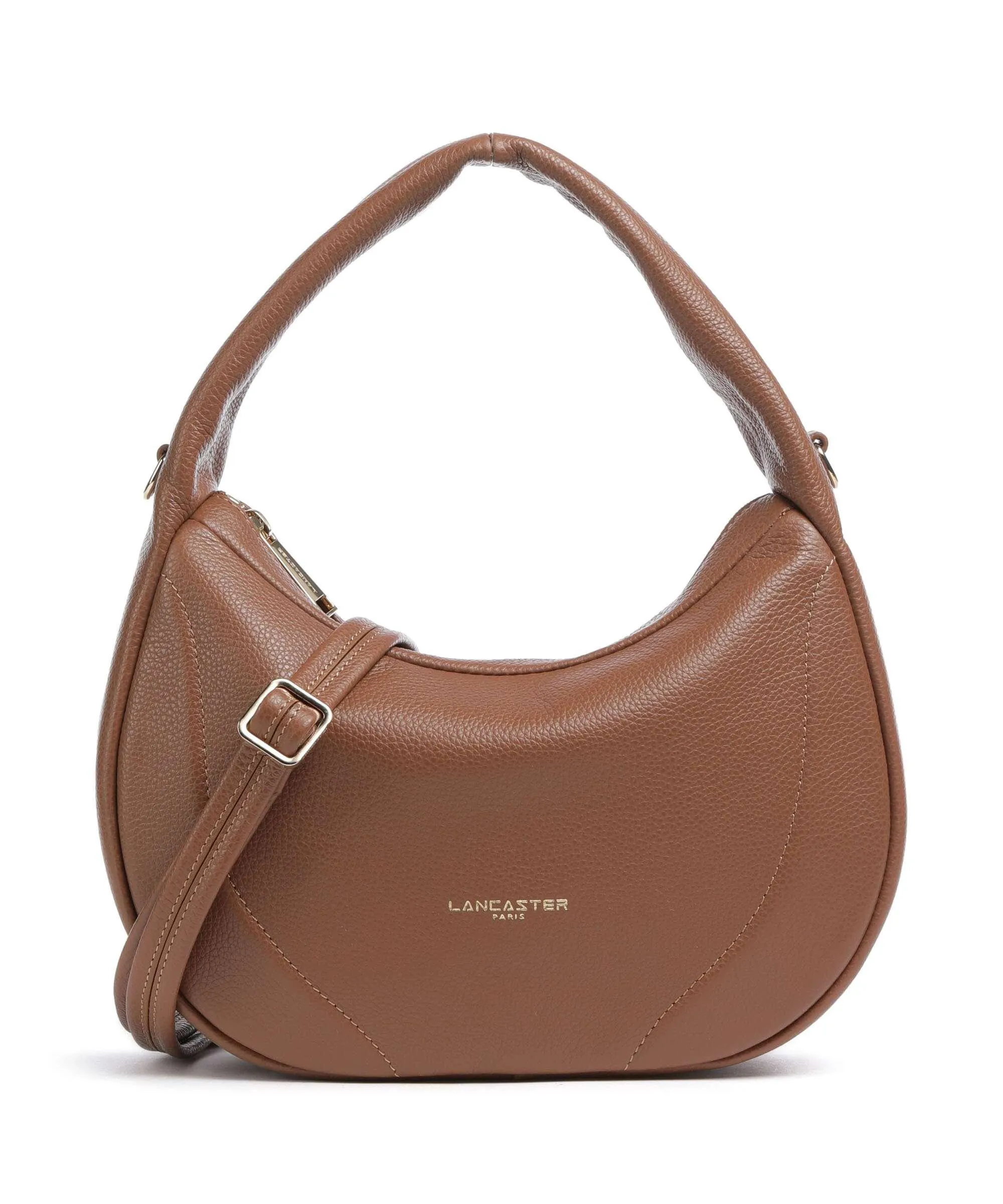  Lancaster Foulonne Cerceau Borsa hobo pelle di vacchetta grana marrone  