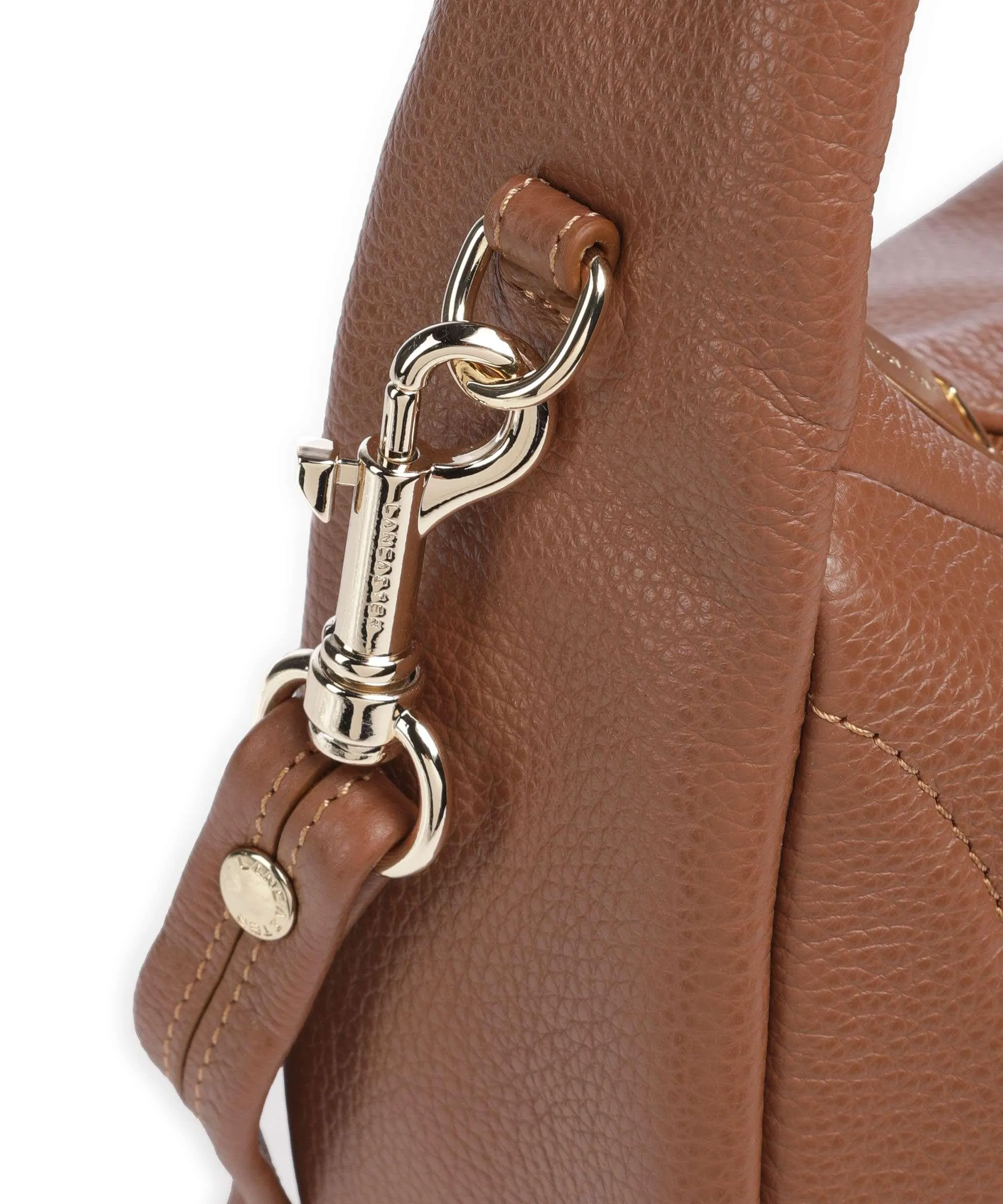  Lancaster Foulonne Cerceau Borsa hobo pelle di vacchetta grana marrone  