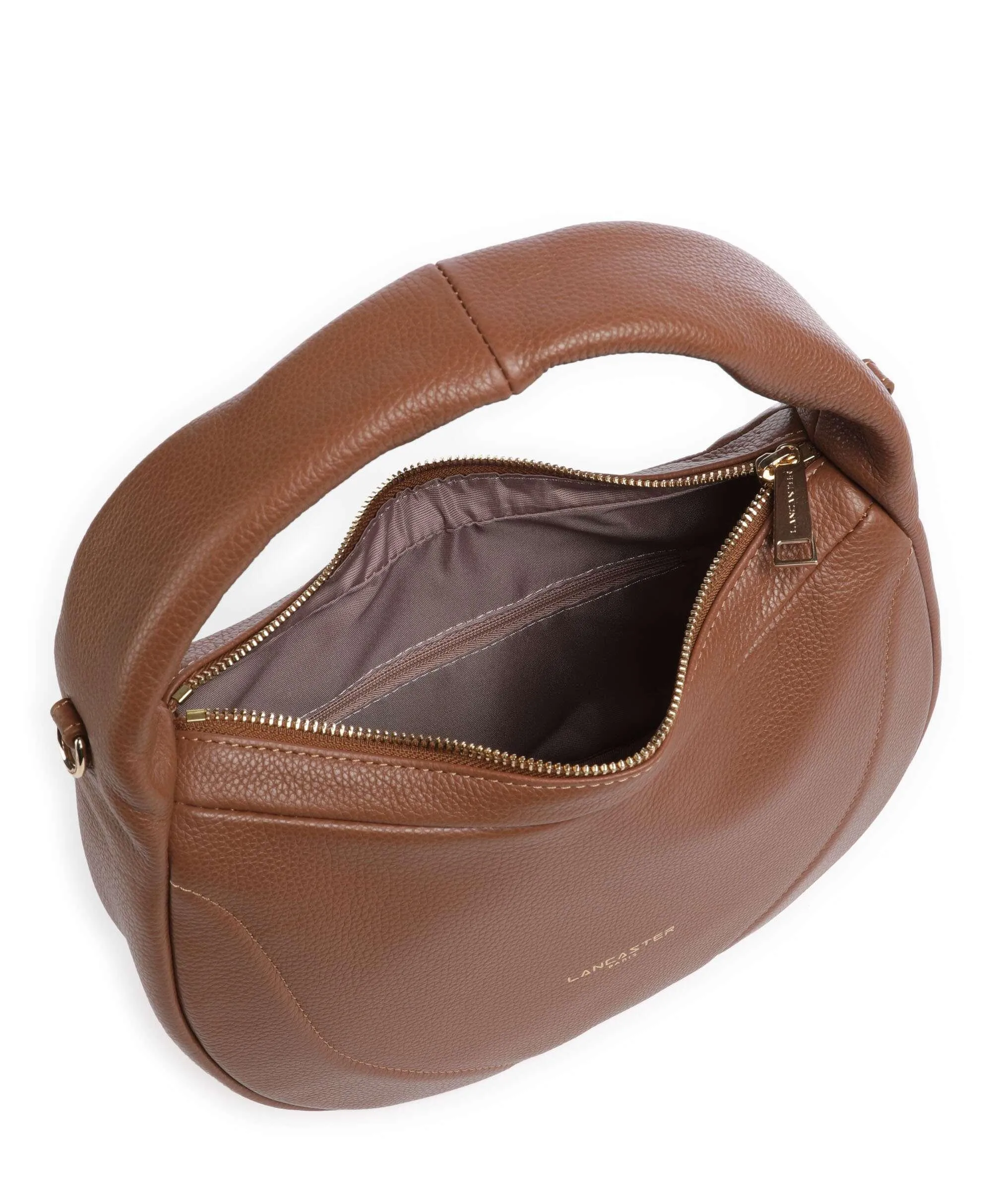  Lancaster Foulonne Cerceau Borsa hobo pelle di vacchetta grana marrone  
