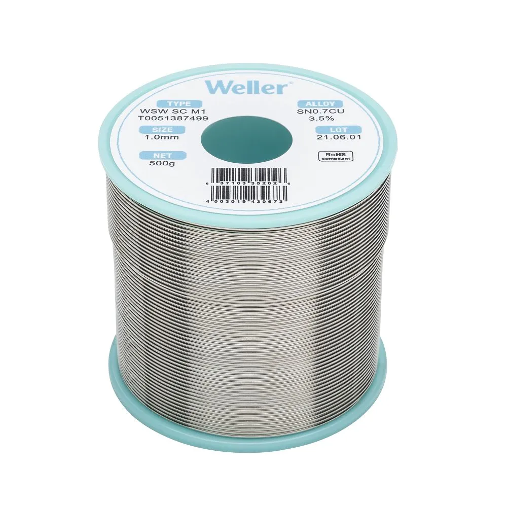 Lega saldante senza piombo Weller, Ø 1mm, punto fusione 228°C, 500g