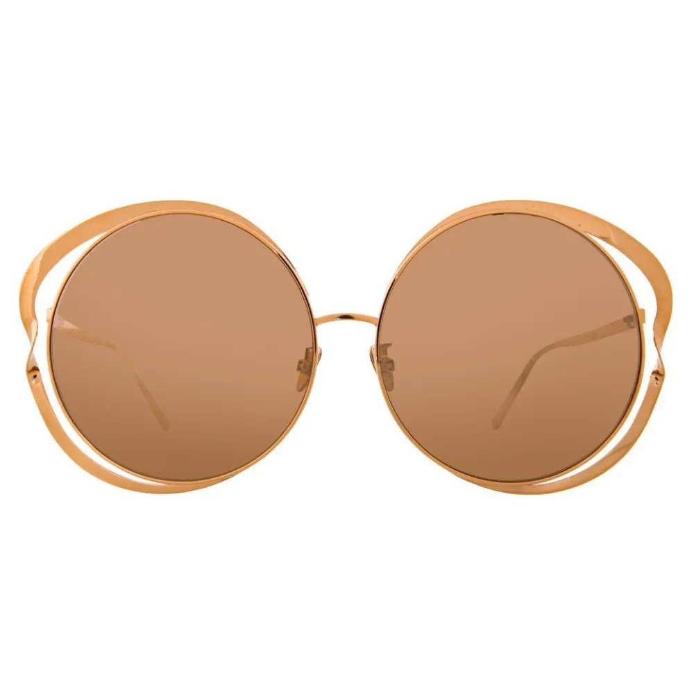 Linda Farrow - Occhiali da Sole Rotondi 660 C3 - Totalmente Oro Rosa - Linda Farrow Eyewear