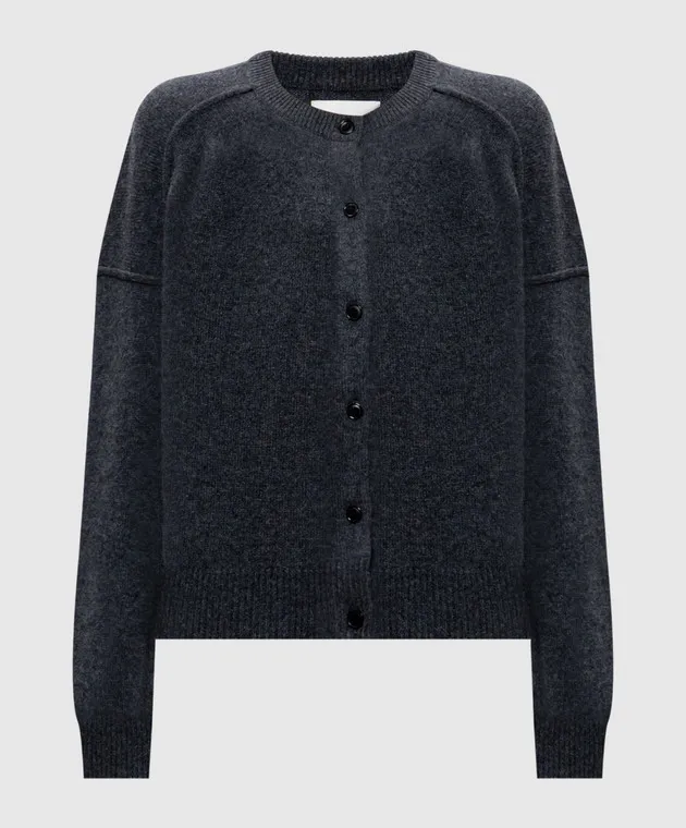 Lou Lou Studio Cardigan KETI in cashmere grigio con ricami KETI