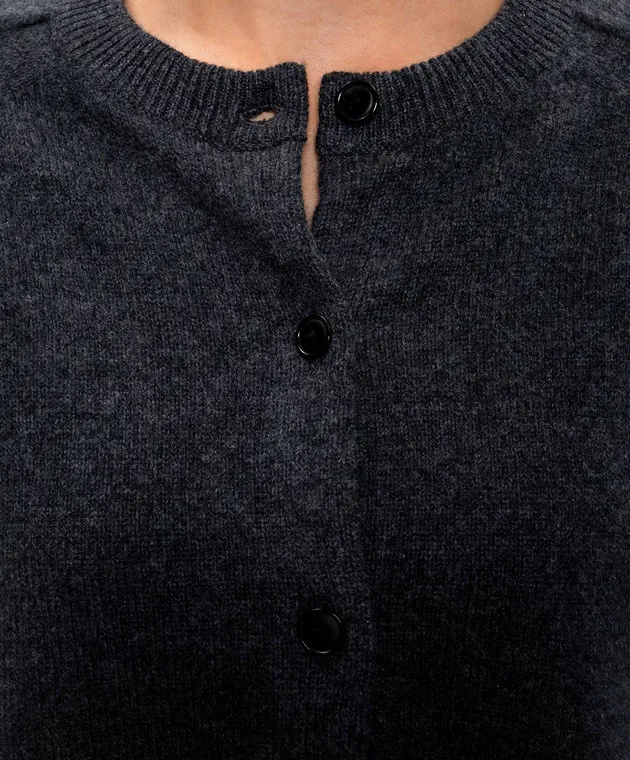 Lou Lou Studio Cardigan KETI in cashmere grigio con ricami KETI