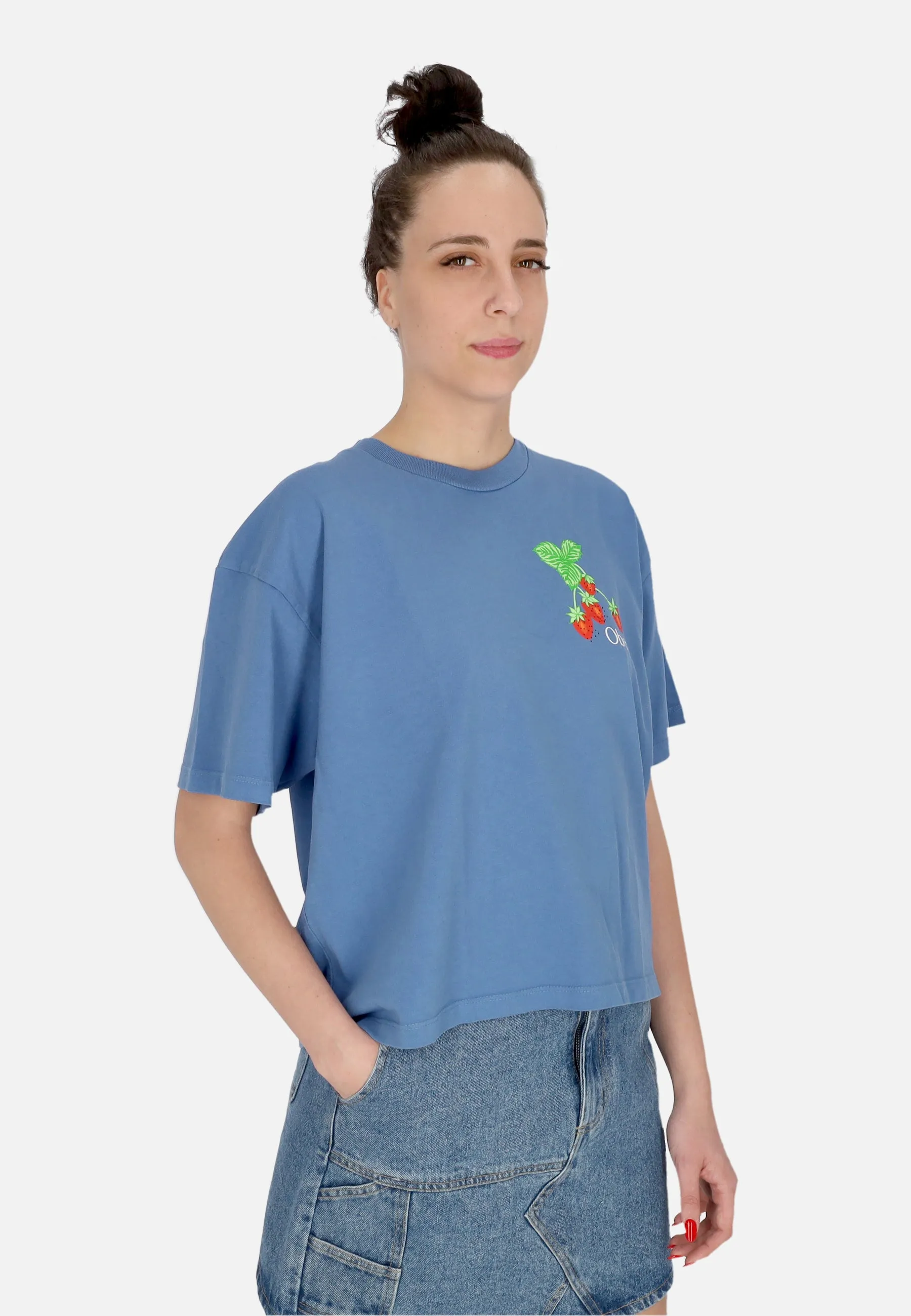 Maglietta Donna W Strawberry Bunch Raegan Crop Tee Coronet Blue