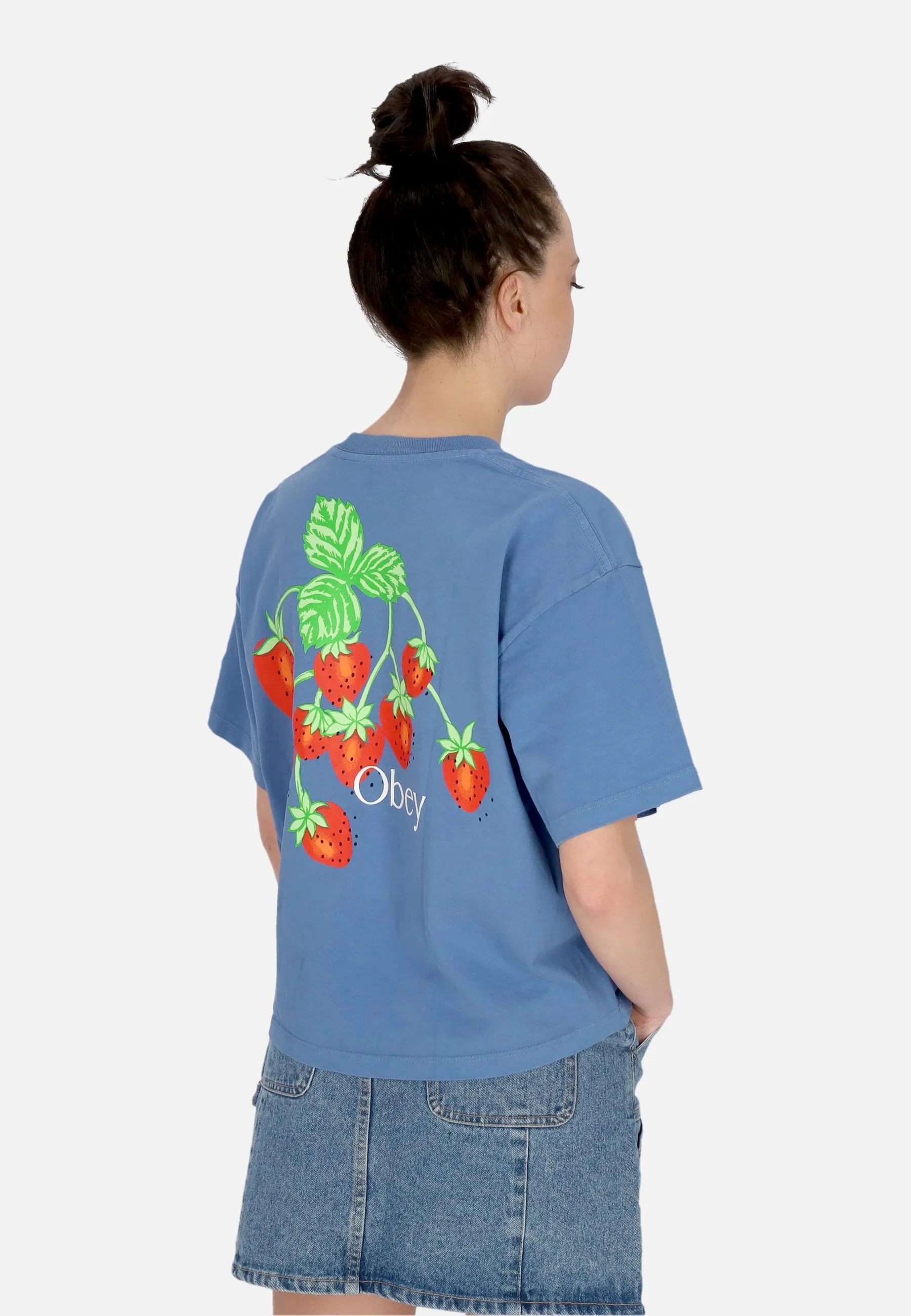 Maglietta Donna W Strawberry Bunch Raegan Crop Tee Coronet Blue