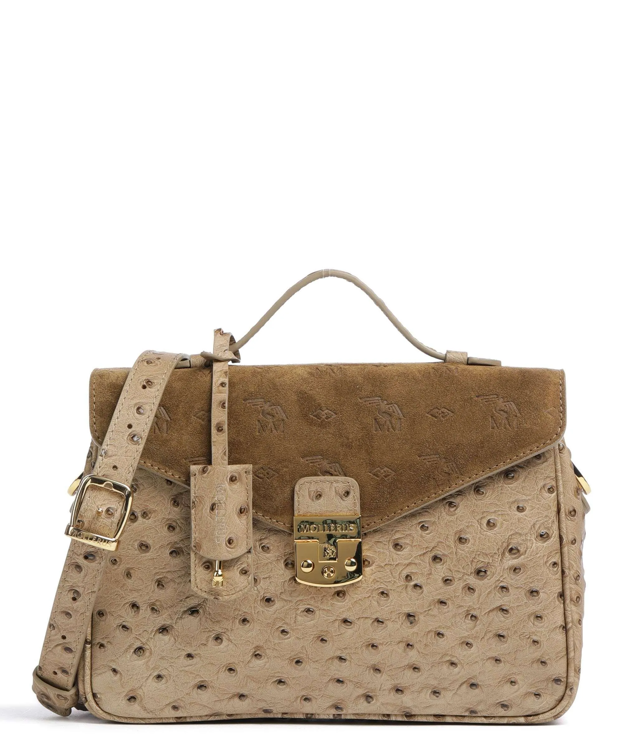  Maison Mollerus Stampato Marly Borsa a mano pelle ruvida, pelle granulata beige/verde  
