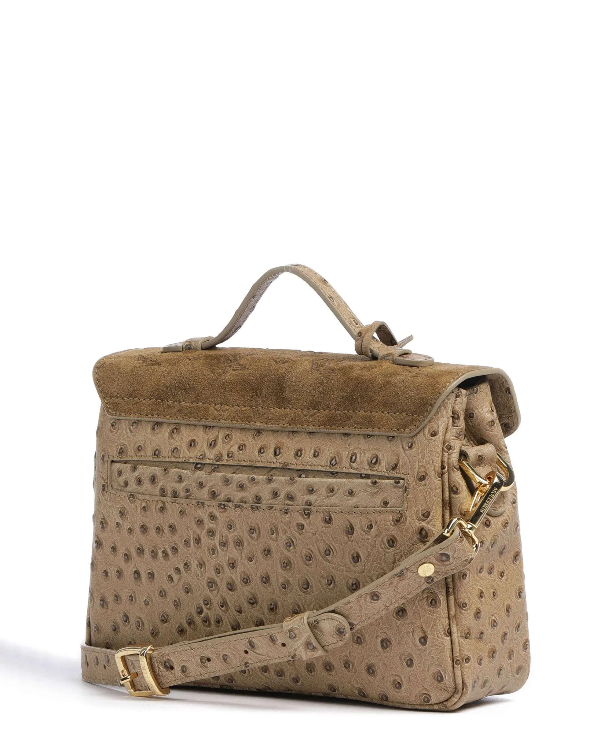  Maison Mollerus Stampato Marly Borsa a mano pelle ruvida, pelle granulata beige/verde  