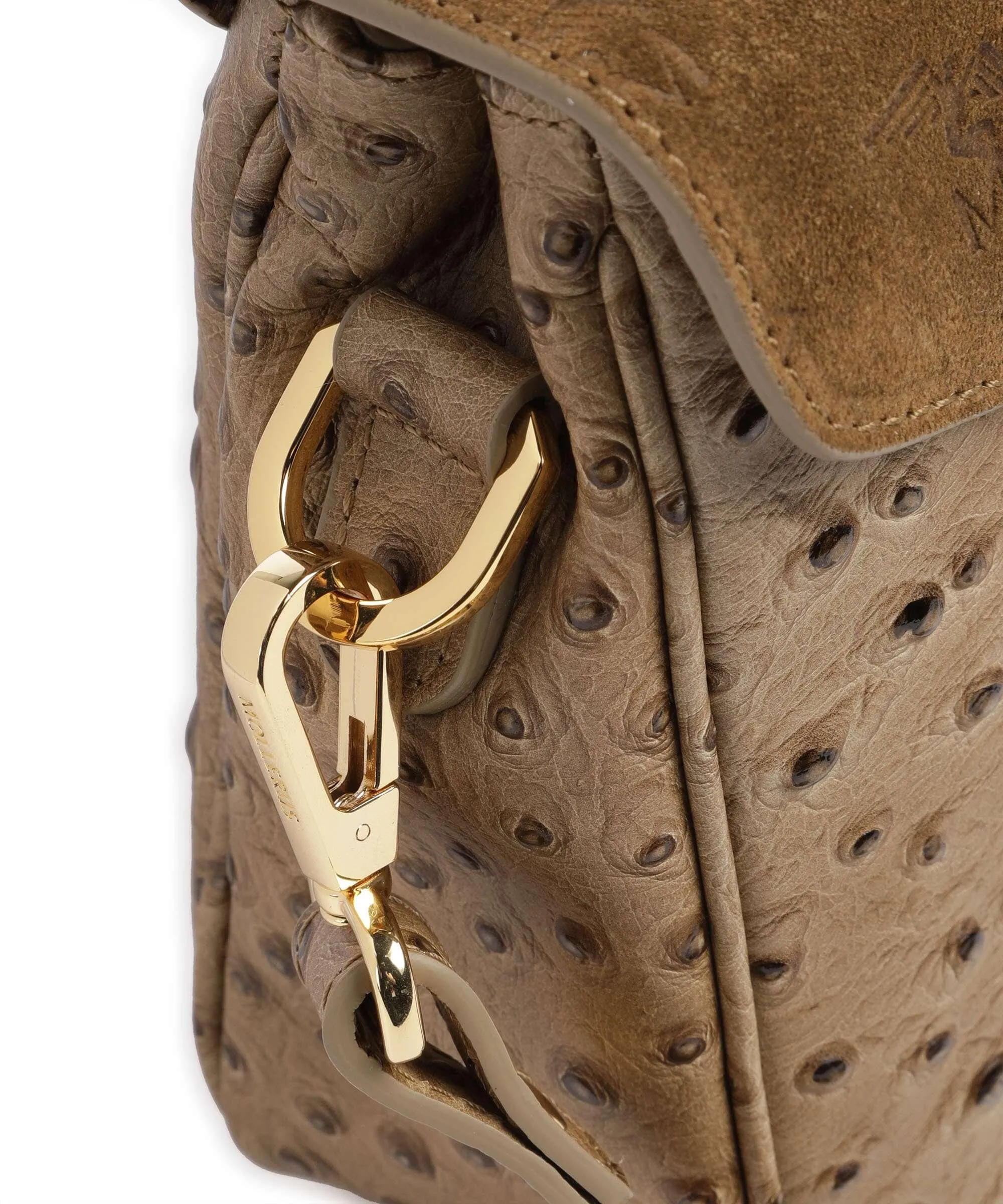  Maison Mollerus Stampato Marly Borsa a mano pelle ruvida, pelle granulata beige/verde  