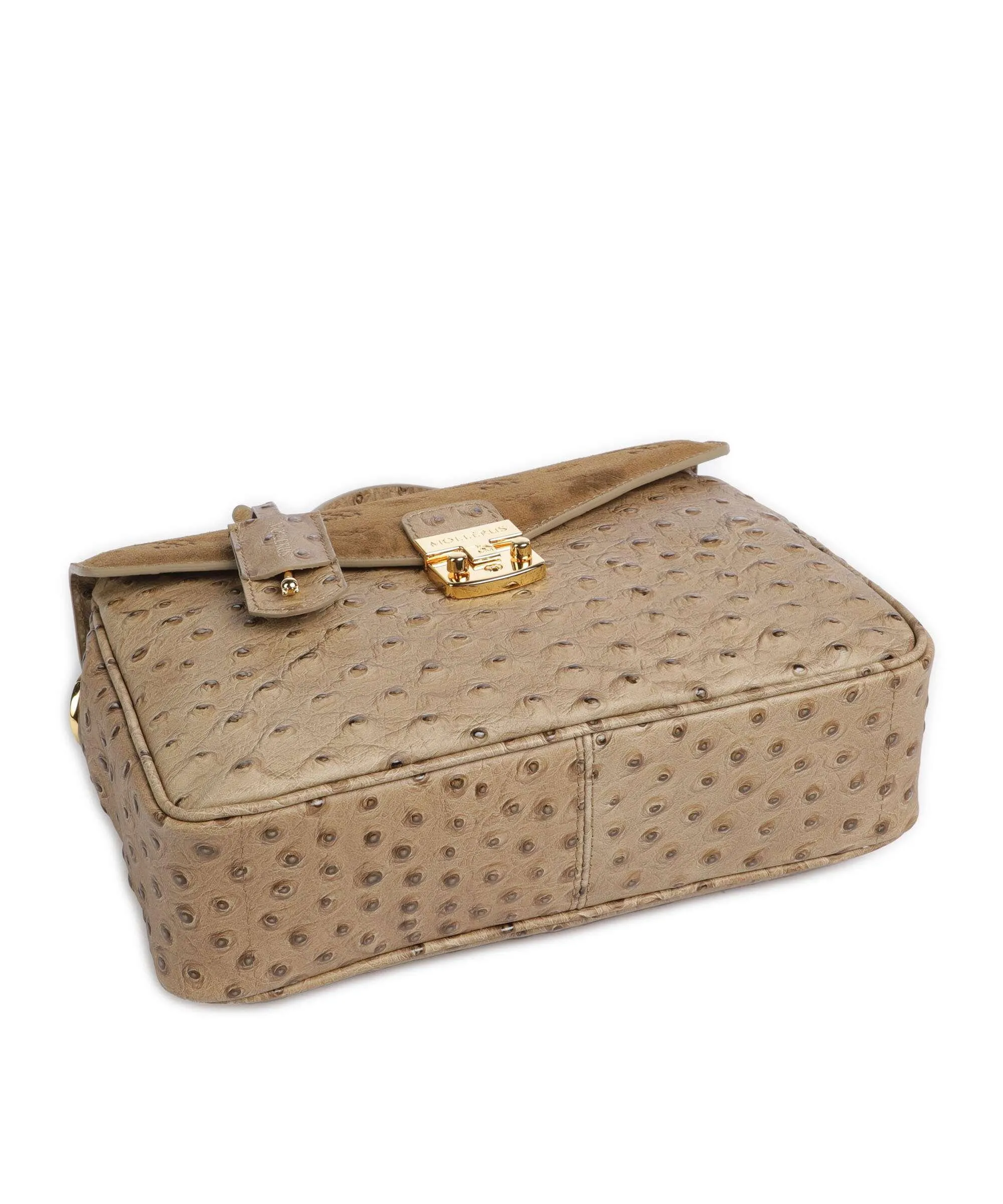  Maison Mollerus Stampato Marly Borsa a mano pelle ruvida, pelle granulata beige/verde  