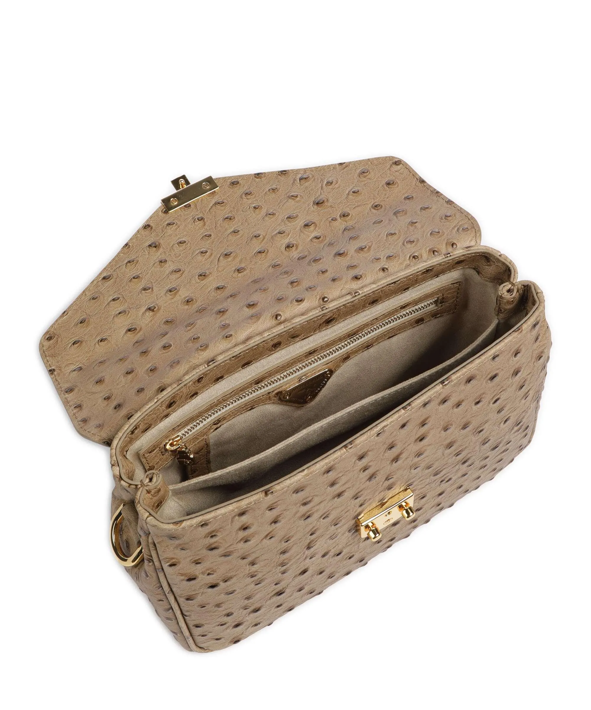  Maison Mollerus Stampato Marly Borsa a mano pelle ruvida, pelle granulata beige/verde  