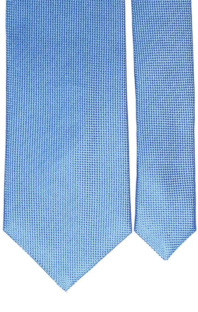 Man Light Blue Silk Tie Solid Tone on Tone Micro Pattern 5086