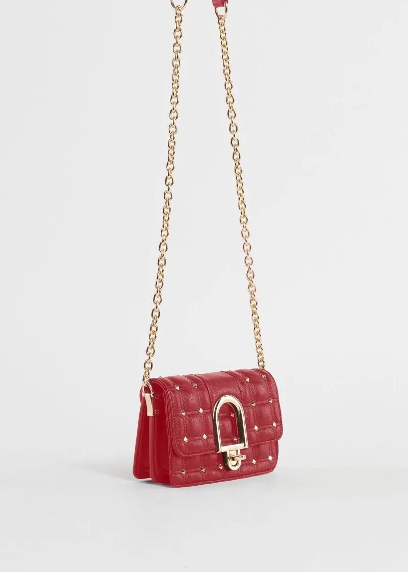 Mini crossbody matelassé con borchie