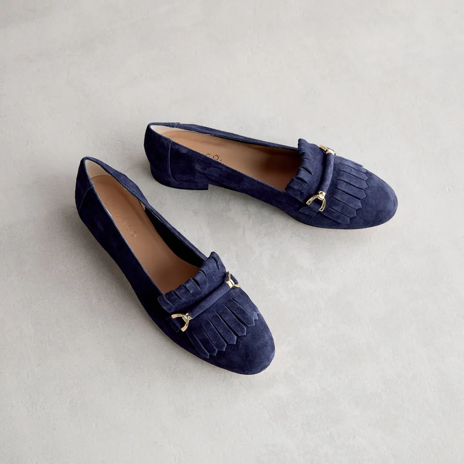 Mocassino Blu Frangia