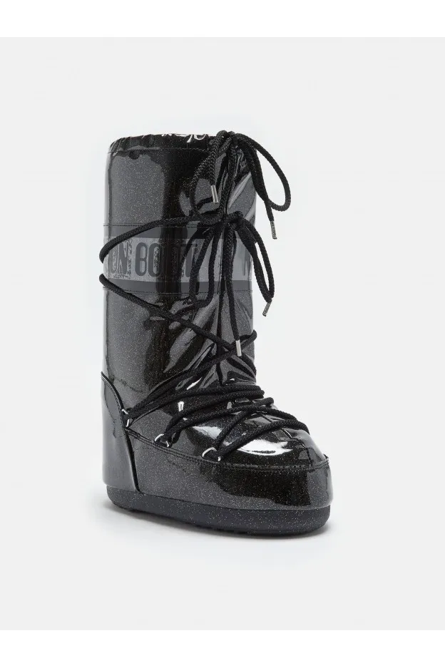 Moon Boot Icon Glitter Nero