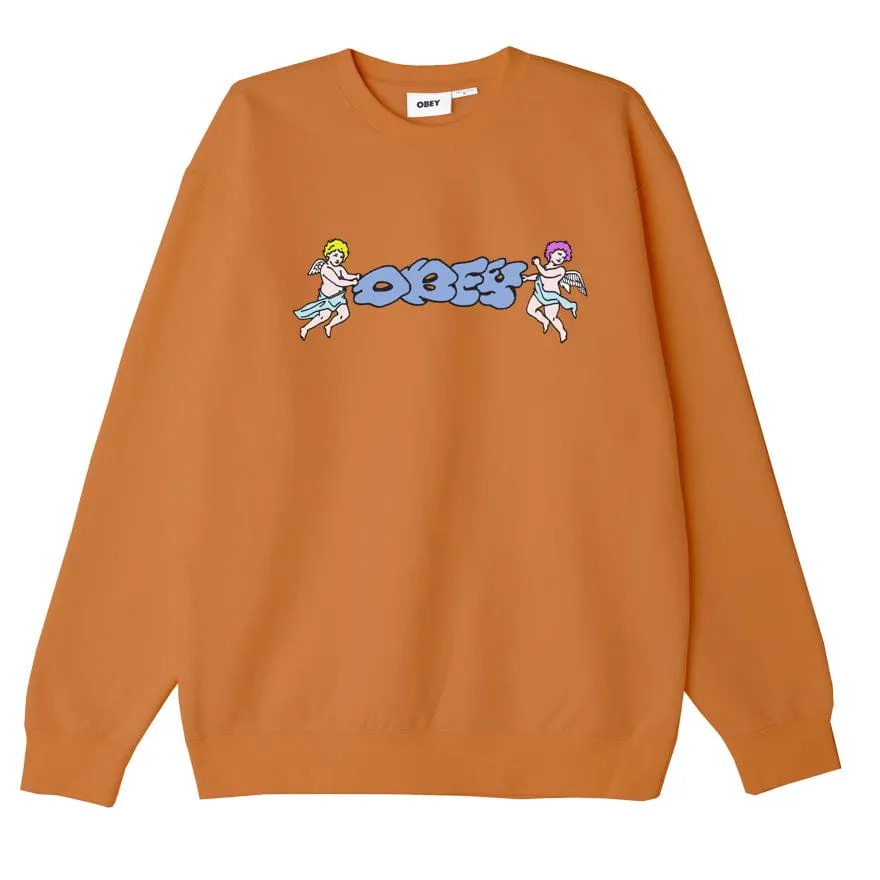 OBEY CHERUB THROWIE PREMIUM CREW FLEECE - ORANGE OXIDE