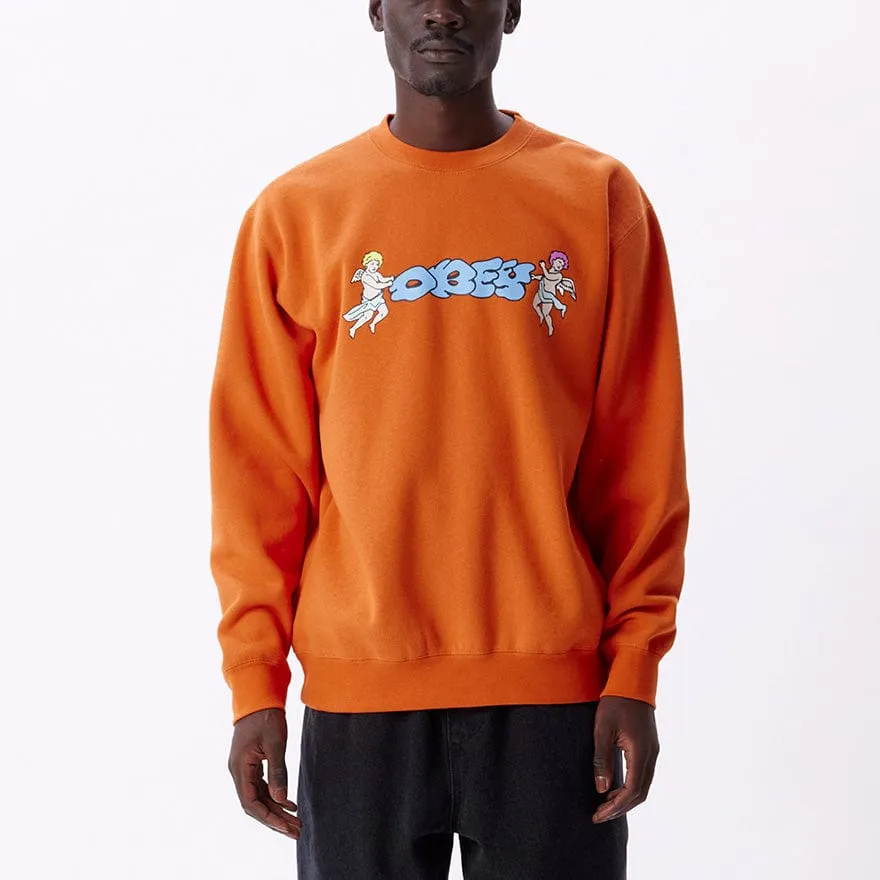 OBEY CHERUB THROWIE PREMIUM CREW FLEECE - ORANGE OXIDE