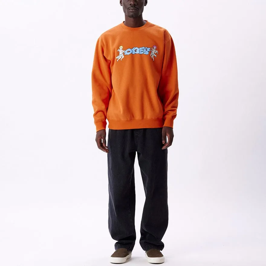 OBEY CHERUB THROWIE PREMIUM CREW FLEECE - ORANGE OXIDE