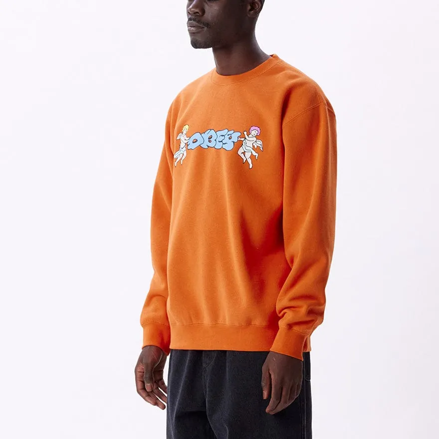 OBEY CHERUB THROWIE PREMIUM CREW FLEECE - ORANGE OXIDE