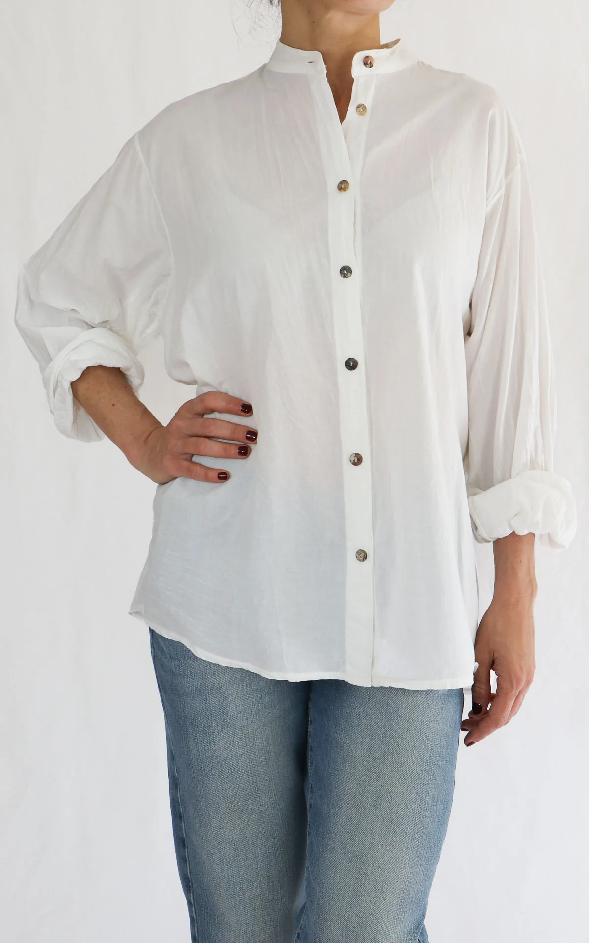 Off-on – Camicia mussola coreana – Latte