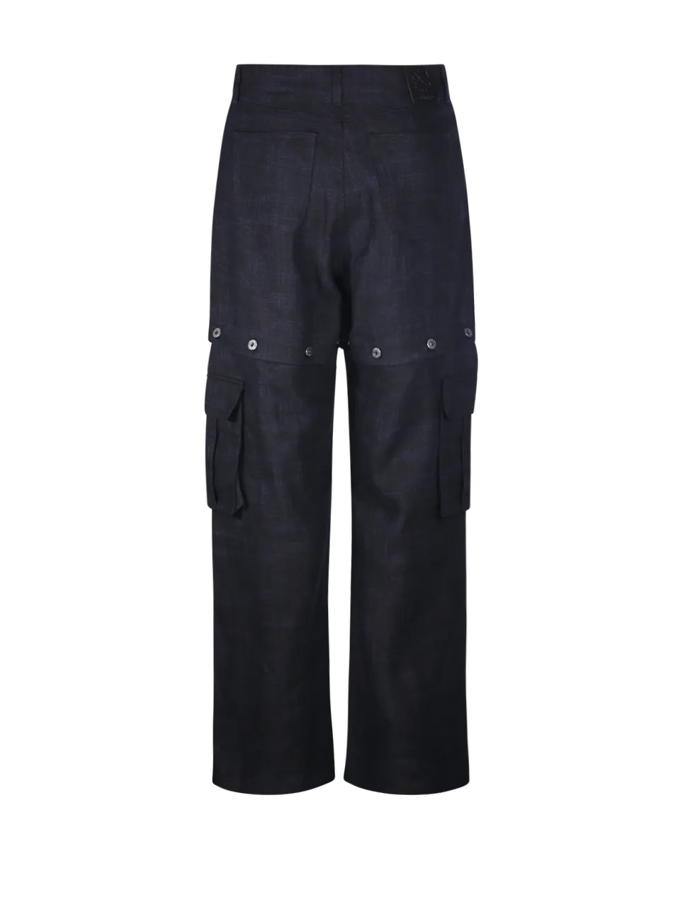  OFF WHITE  MEN OFF-WHITE BLACK LINEN 90SLOGO LINEN BUTT CARGO PANT