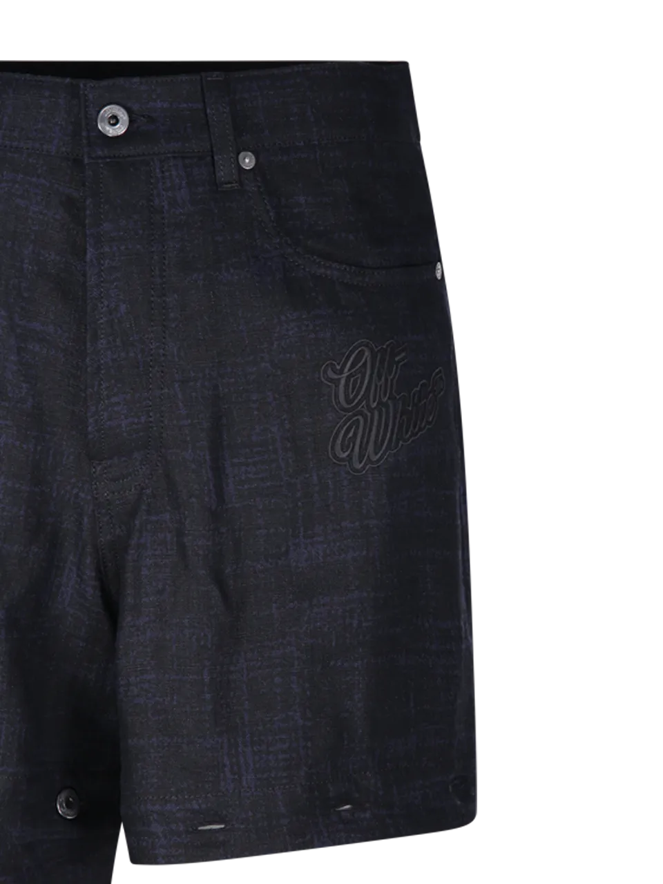  OFF WHITE  MEN OFF-WHITE BLACK LINEN 90SLOGO LINEN BUTT CARGO PANT