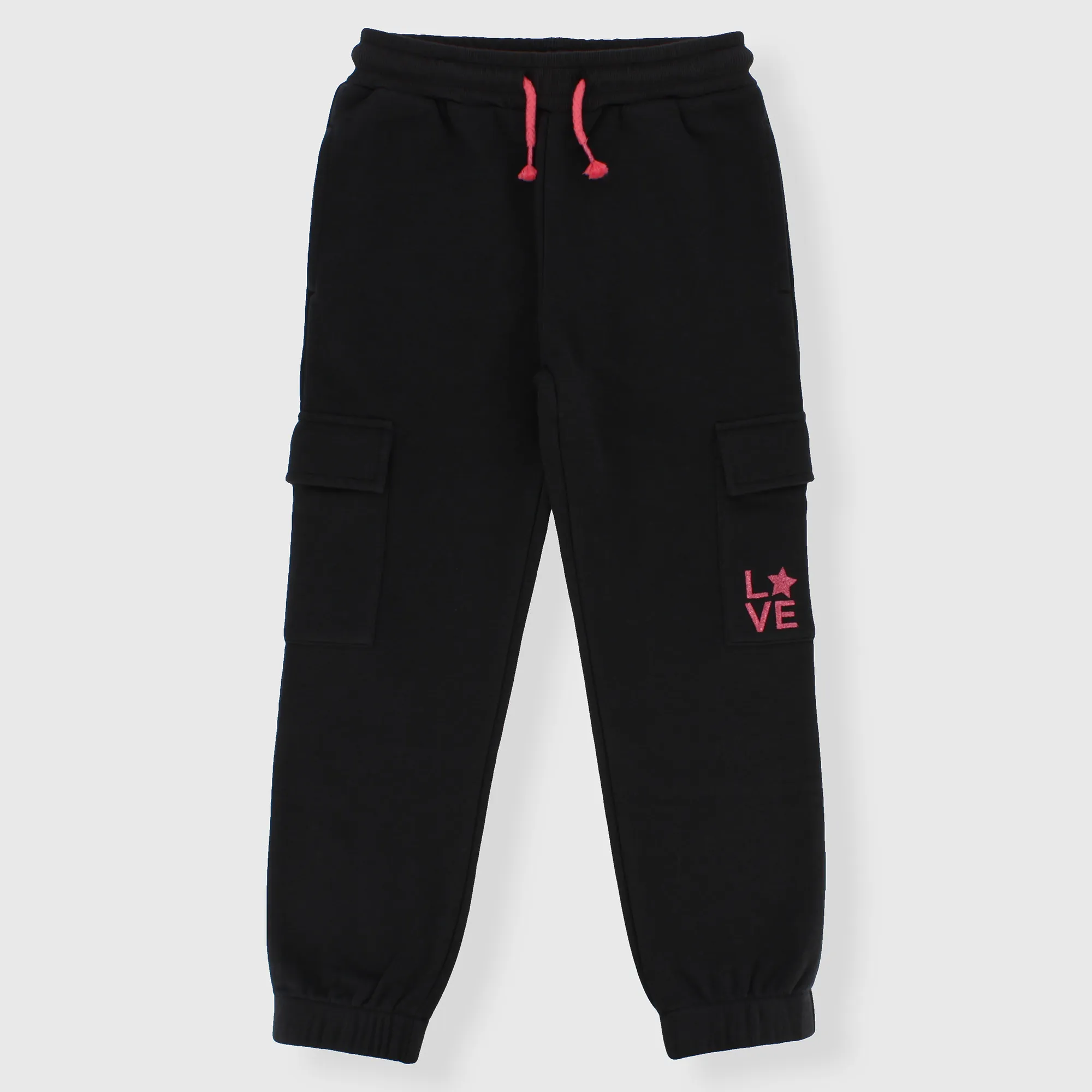 Pantalone in felpa da bambina, NERO            